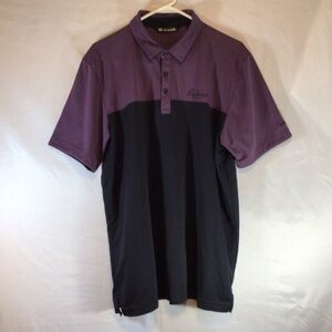 TravisMathew Purple Black Colorblock Golf Polo Athleisure Preppy Mens XL